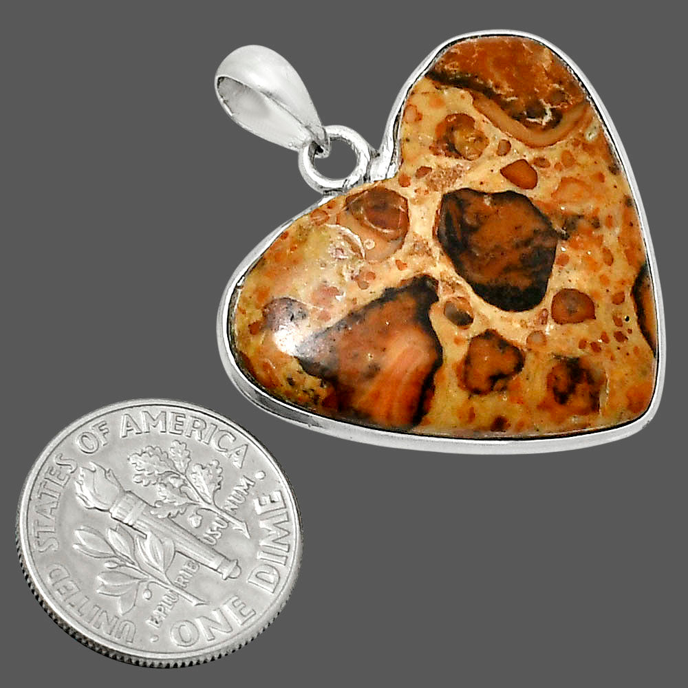 Heart Natural Leopardite Jasper Pendant P-1043 SDP157723