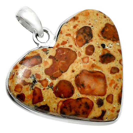 Heart Natural Leopardite Jasper Pendant P-1043 SDP157724