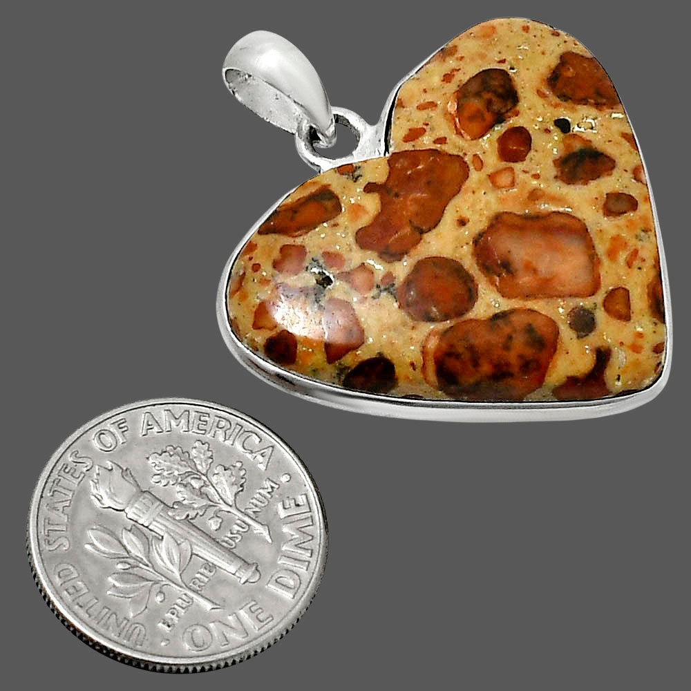 Heart Natural Leopardite Jasper Pendant P-1043 SDP157724