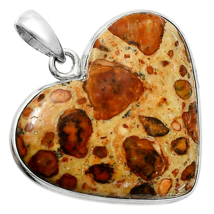 Heart Natural Leopardite Jasper Pendant P-1043 SDP157725