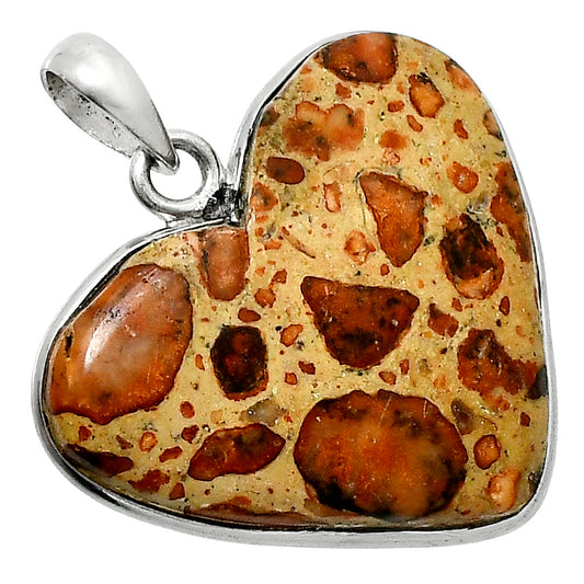 Heart Natural Leopardite Jasper Pendant P-1043 SDP157726