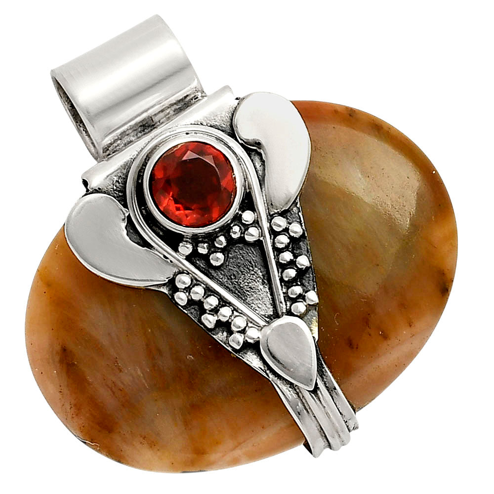 Lord Ganesha - Sandalwood and Garnet Pendant P-1464 SDP157758