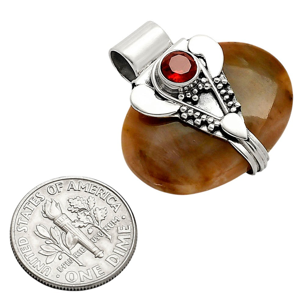 Lord Ganesha - Sandalwood and Garnet Pendant P-1464 SDP157758