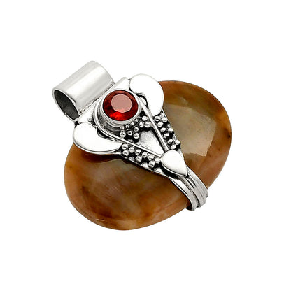 Lord Ganesha - Sandalwood and Garnet Pendant P-1464 SDP157758