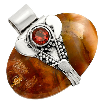 Lord Ganesha - Sandalwood and Garnet Pendant P-1464 SDP157763