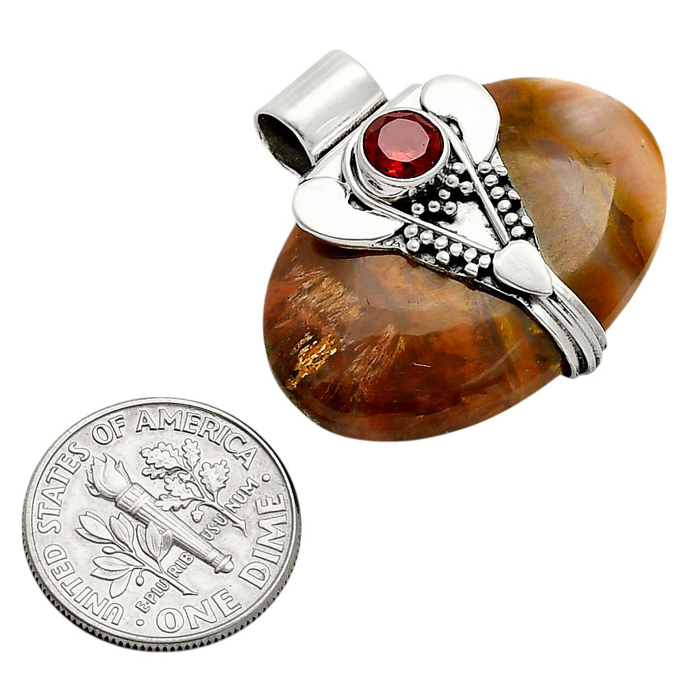 Lord Ganesha - Sandalwood and Garnet Pendant P-1464 SDP157763