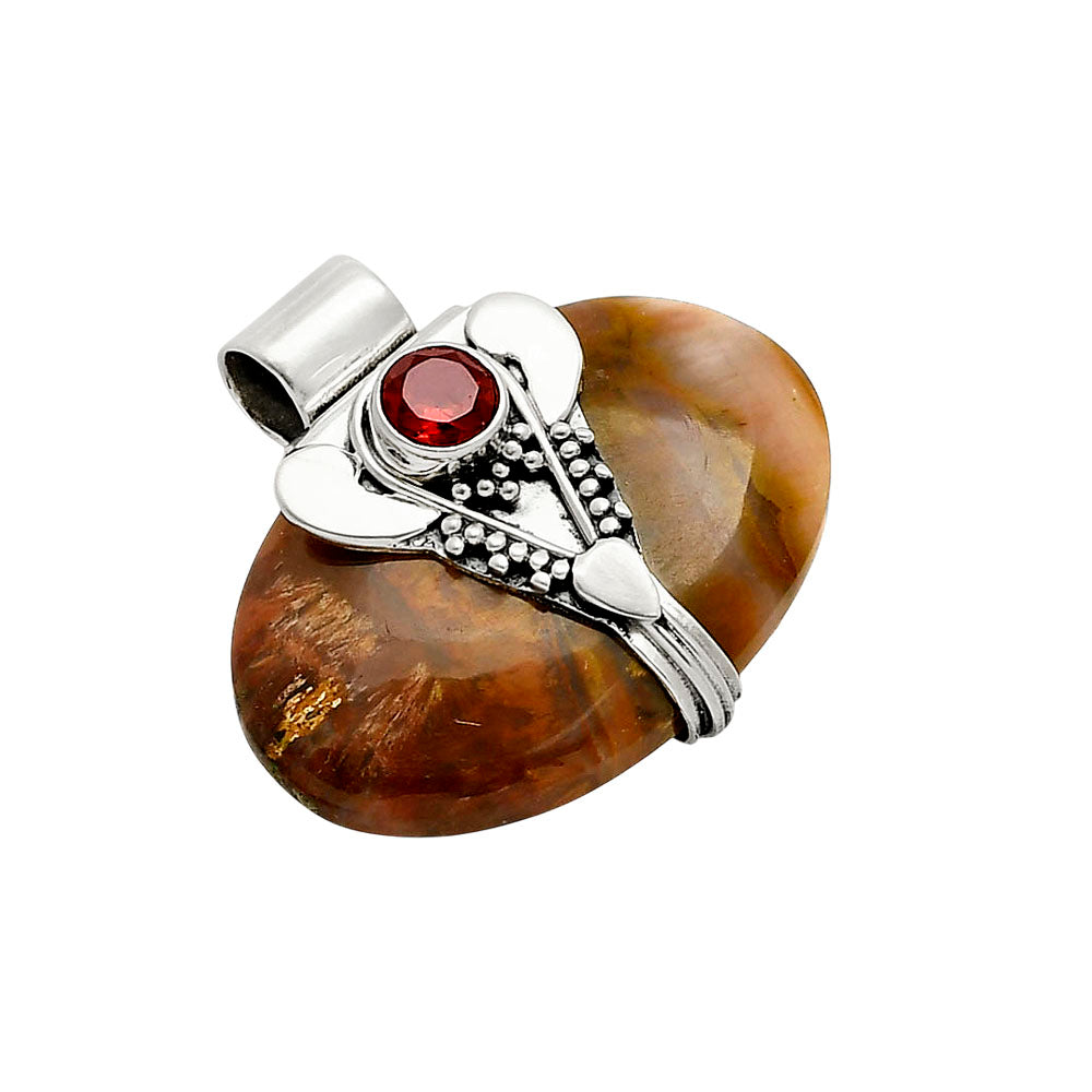 Lord Ganesha - Sandalwood and Garnet Pendant P-1464 SDP157763