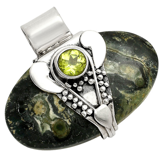 Lord Ganesha - Star Galaxy Jasper and Peridot Pendant P-1464 SDP157765