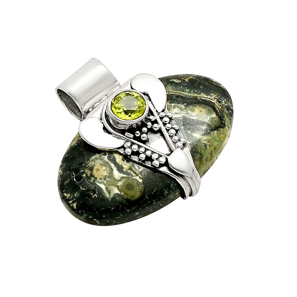 Lord Ganesha - Star Galaxy Jasper and Peridot Pendant P-1464 SDP157765