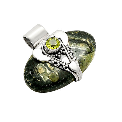Lord Ganesha - Star Galaxy Jasper and Peridot Pendant P-1464 SDP157765