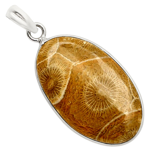 Natural Flower Fossil Coral Pendant P-1001 SDP158029