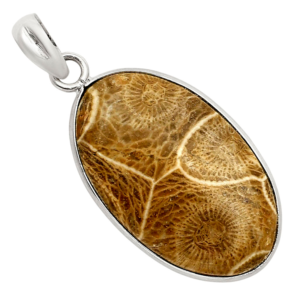 Natural Flower Fossil Coral Pendant P-1001 SDP158030