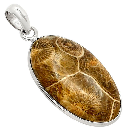 Natural Flower Fossil Coral Pendant P-1001 SDP158031