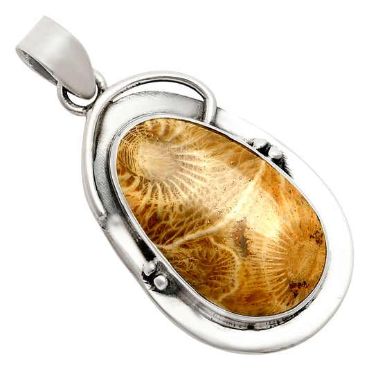 Flower Fossil Coral Pendant SDP158092