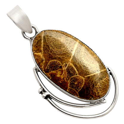 Flower Fossil Coral Pendant SDP158095