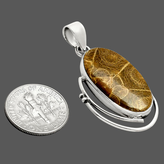 Flower Fossil Coral Pendant SDP158095