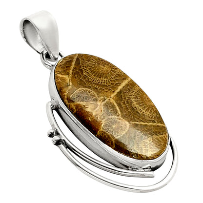 Flower Fossil Coral Pendant SDP158095