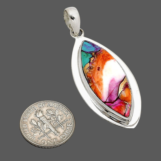 Kingman Orange Dahlia Turquoise Pendant P-1076 SDP158134