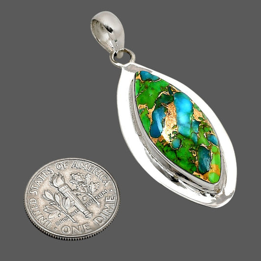 Blue Turquoise In Green Mohave Pendant P-1076 SDP158185
