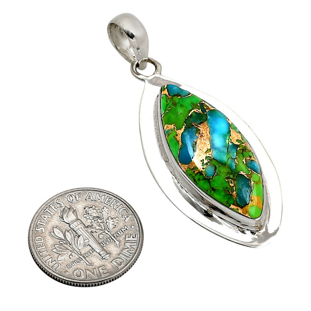 Blue Turquoise In Green Mohave Pendant P-1076 SDP158185