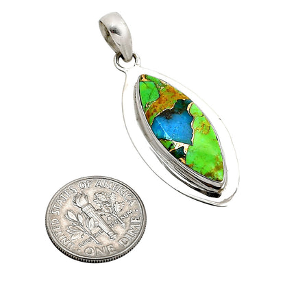 Blue Turquoise In Green Mohave Pendant P-1076 SDP158199