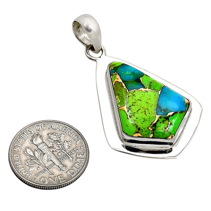 Blue Turquoise In Green Mohave Pendant P-1076 SDP158204