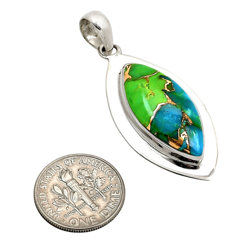 Blue Turquoise In Green Mohave Pendant P-1076 SDP158213