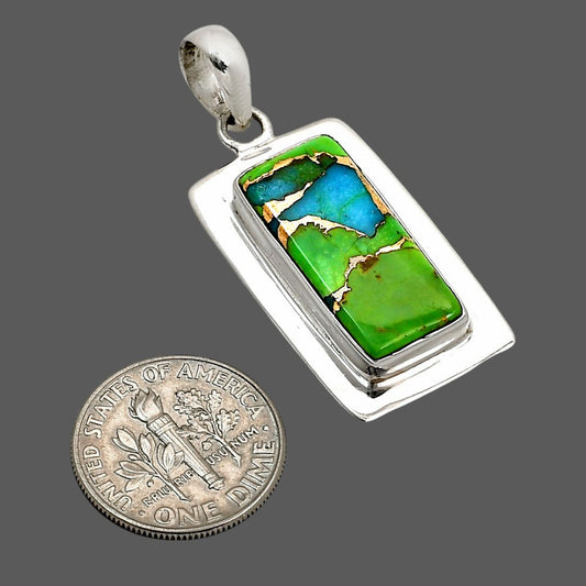 Blue Turquoise In Green Mohave Pendant P-1076 SDP158214
