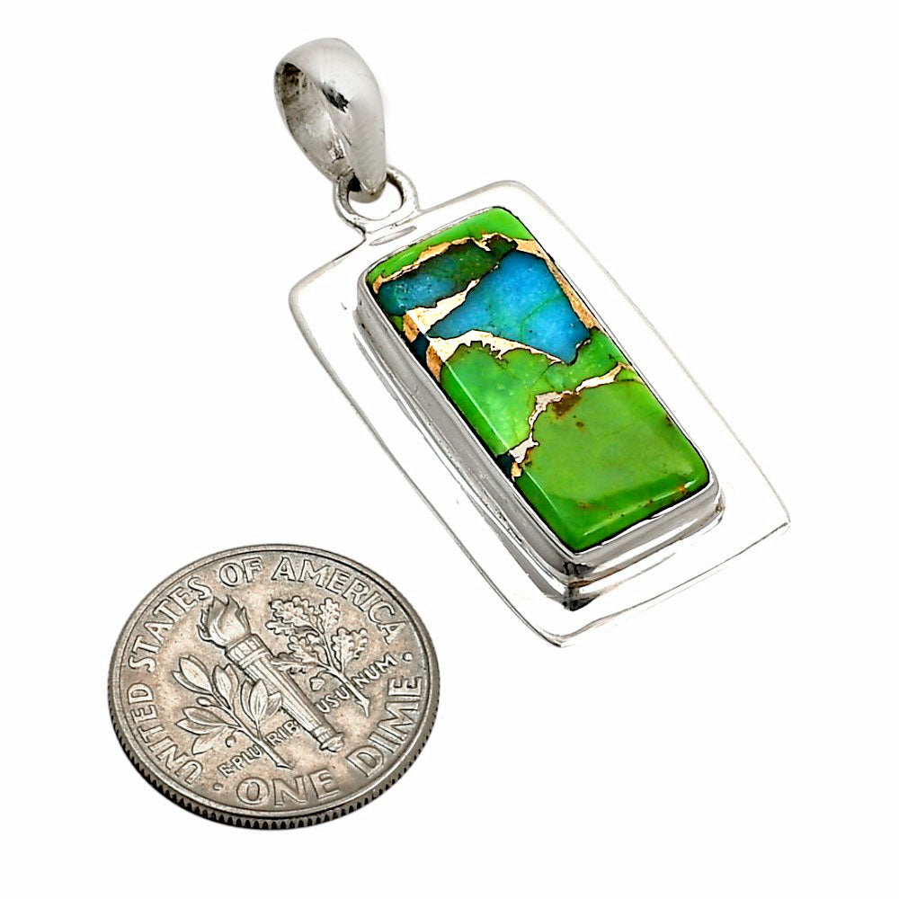 Blue Turquoise In Green Mohave Pendant P-1076 SDP158214