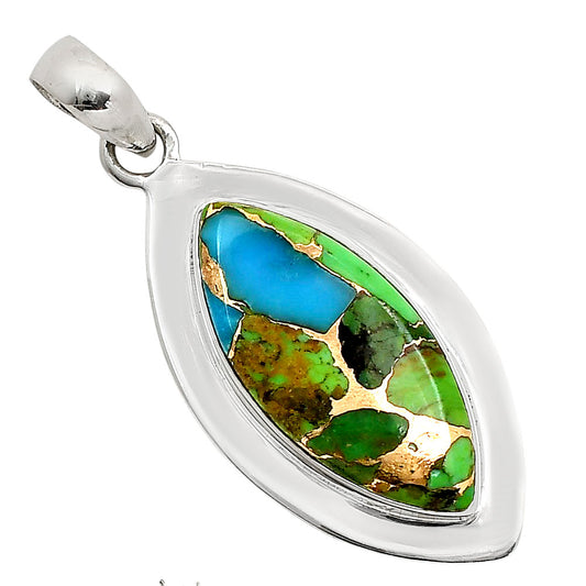 Blue Turquoise In Green Mohave Pendant P-1076 SDP158215