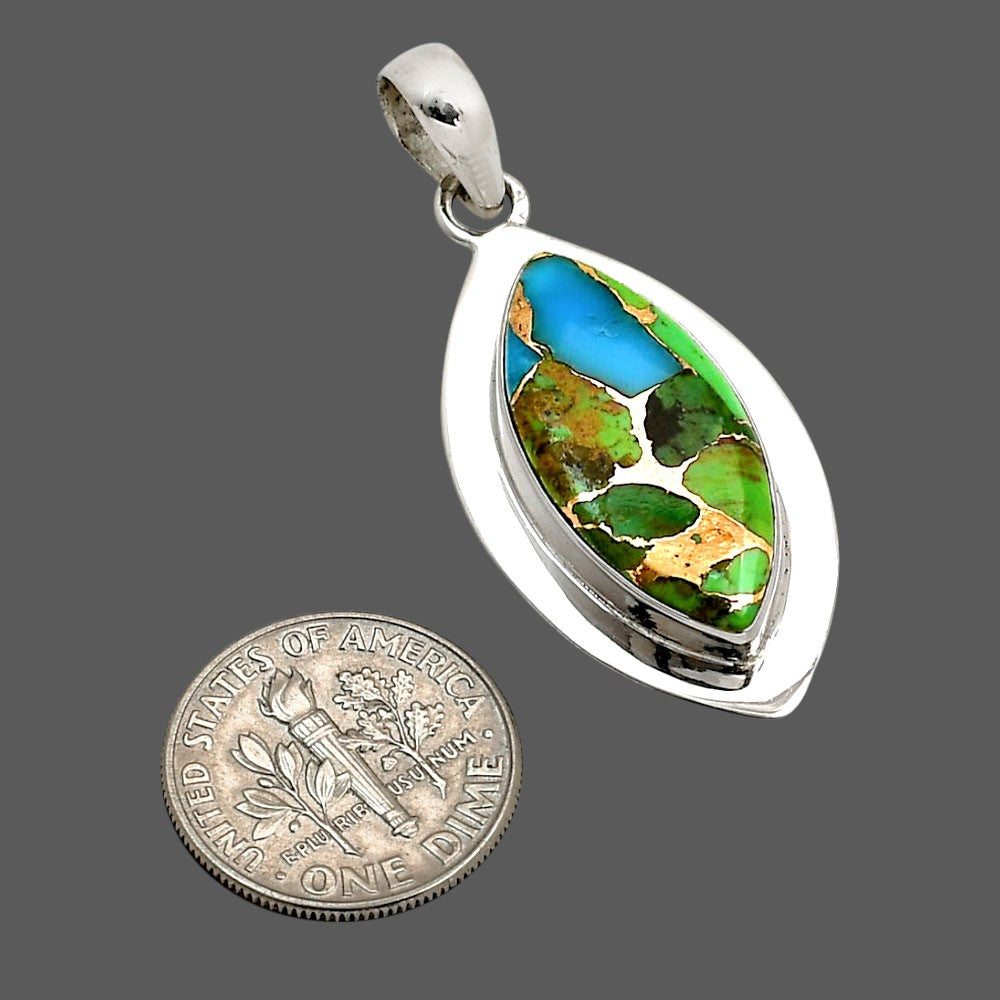 Blue Turquoise In Green Mohave Pendant P-1076 SDP158215