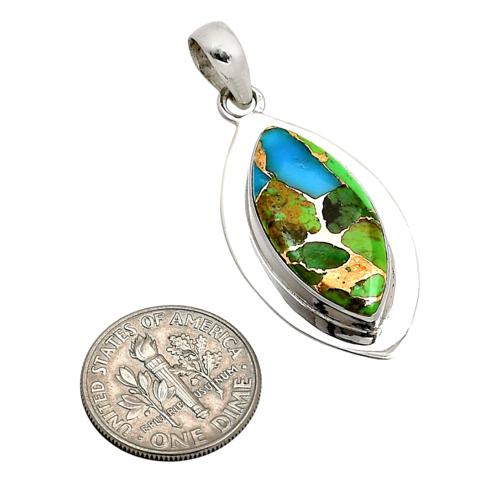 Blue Turquoise In Green Mohave Pendant P-1076 SDP158215