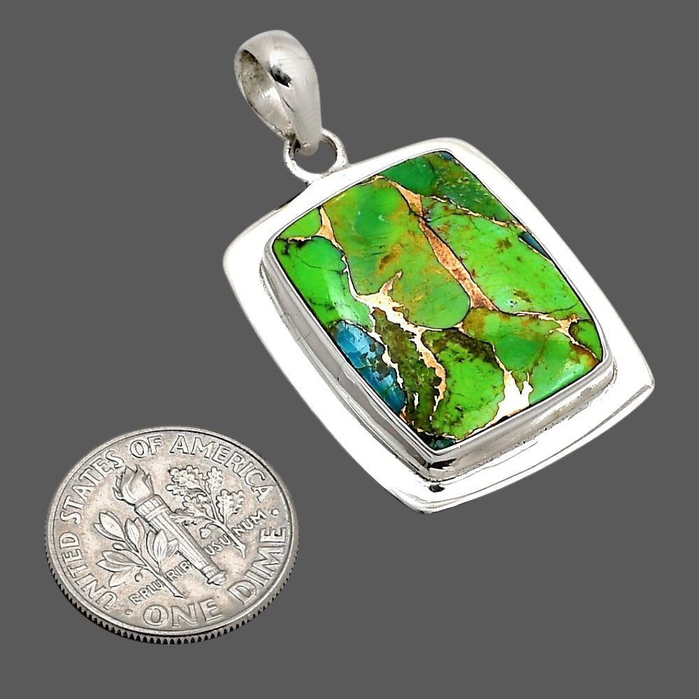Blue Turquoise In Green Mohave Pendant P-1076 SDP158217