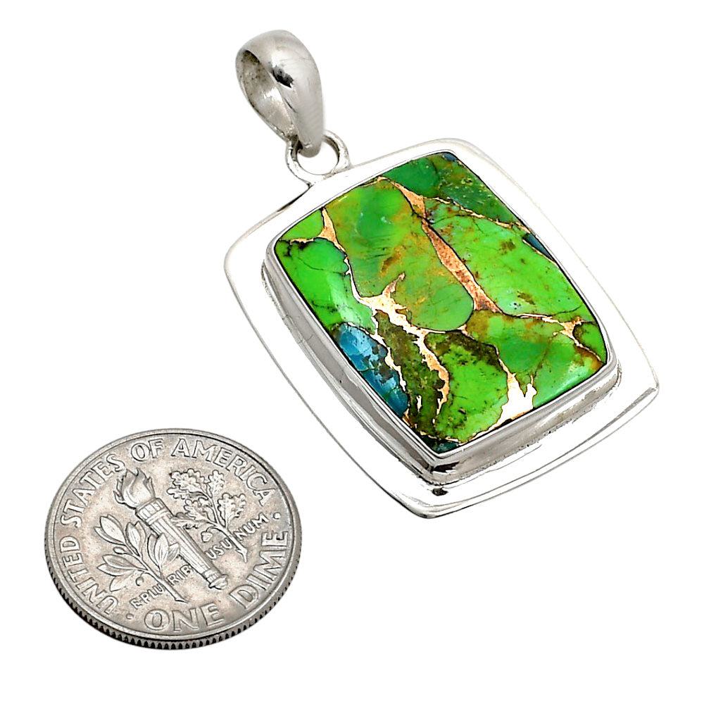 Blue Turquoise In Green Mohave Pendant P-1076 SDP158217