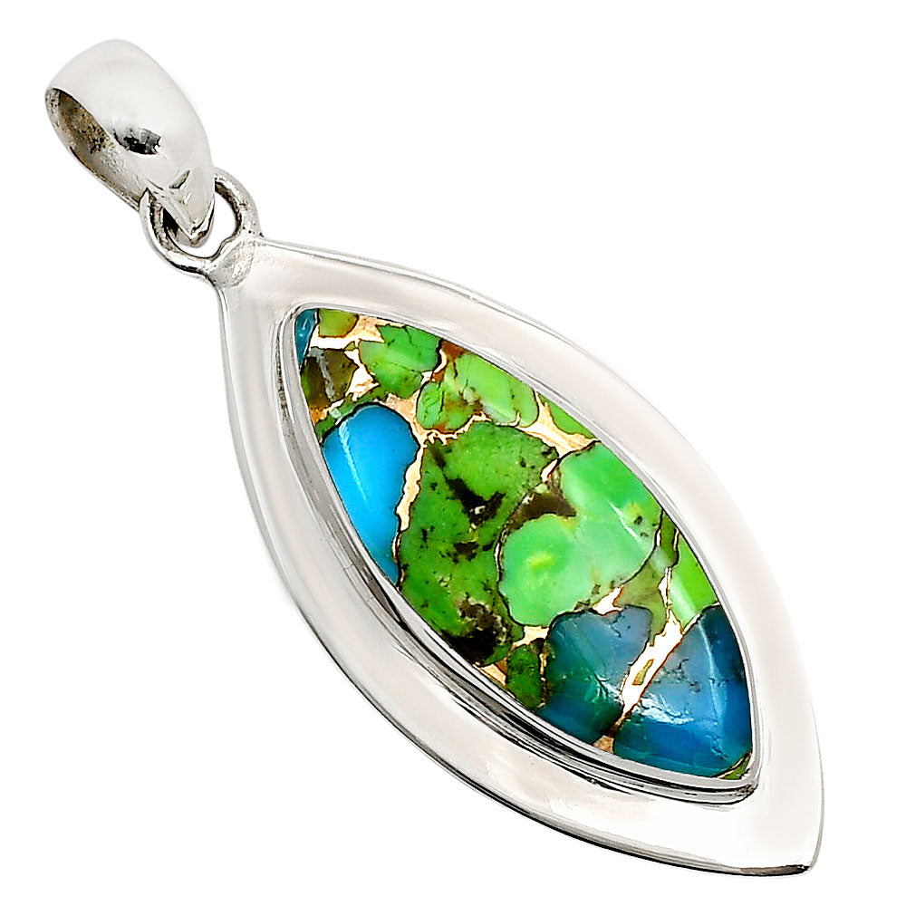 Blue Turquoise In Green Mohave Pendant P-1076 SDP158218