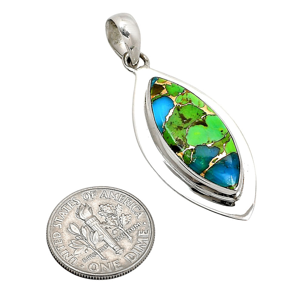 Blue Turquoise In Green Mohave Pendant P-1076 SDP158218