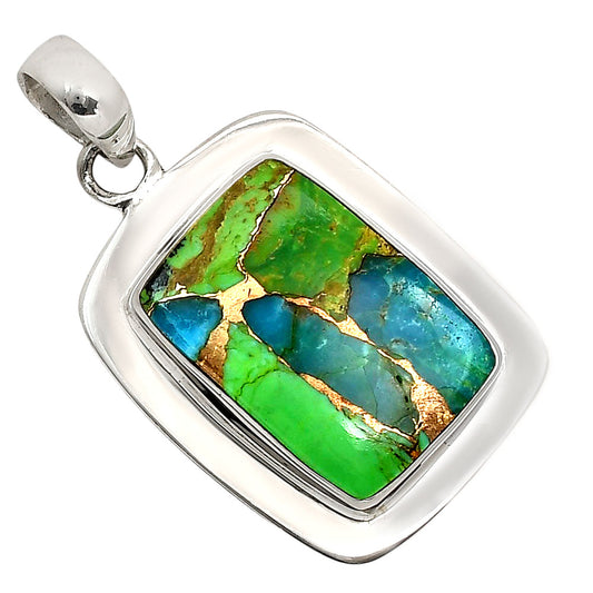 Blue Turquoise In Green Mohave Pendant P-1076 SDP158219