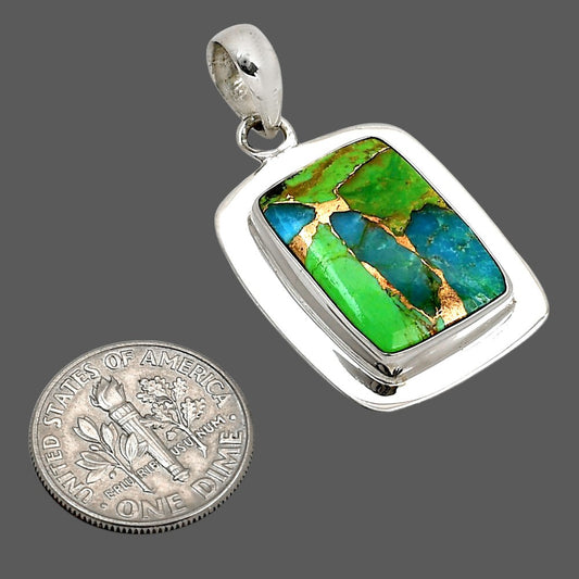 Blue Turquoise In Green Mohave Pendant P-1076 SDP158219