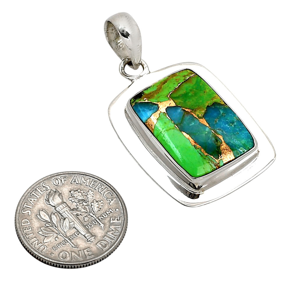 Blue Turquoise In Green Mohave Pendant P-1076 SDP158219