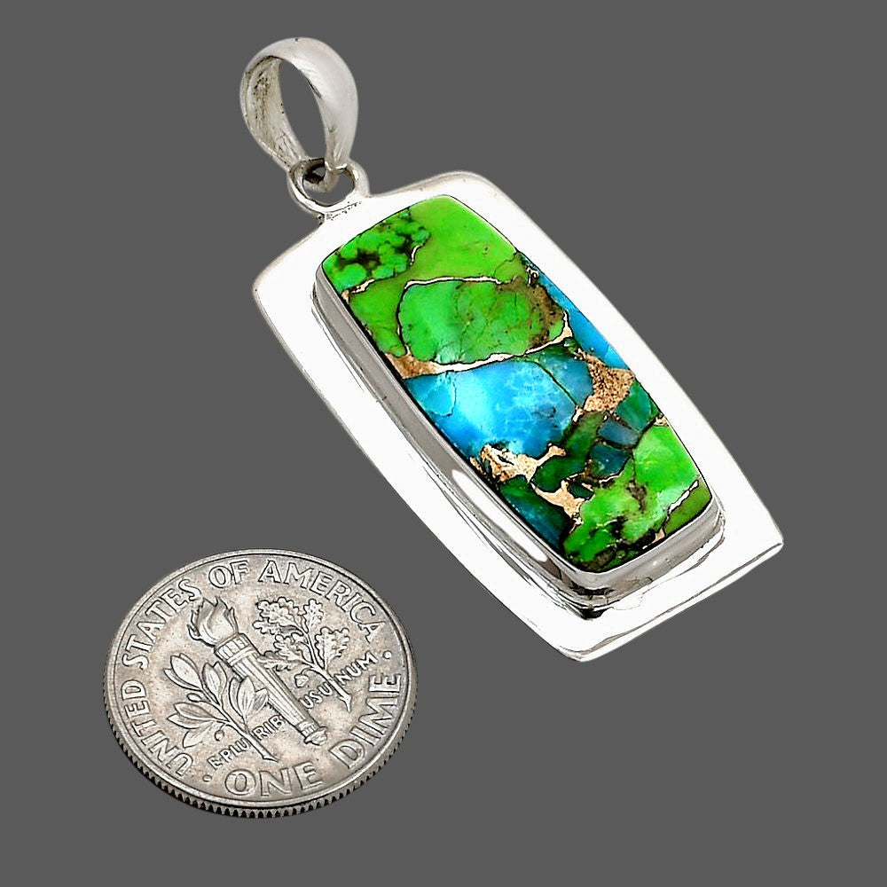 Blue Turquoise In Green Mohave Pendant P-1076 SDP158220