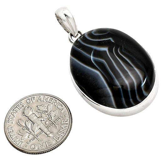 Black Botswana Agate Pendant P-1001 SDP158452
