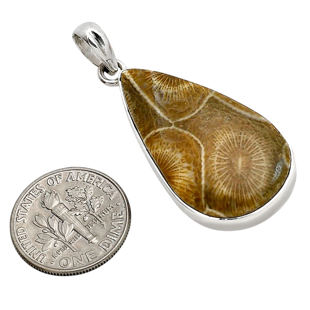 Flower Fossil Coral Pendant P-1001 SDP158454