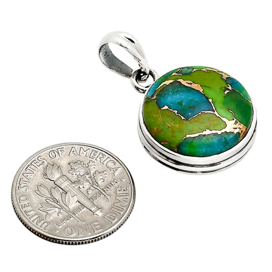 Blue Turquoise In Green Mohave Pendant P-1124 SDP158509