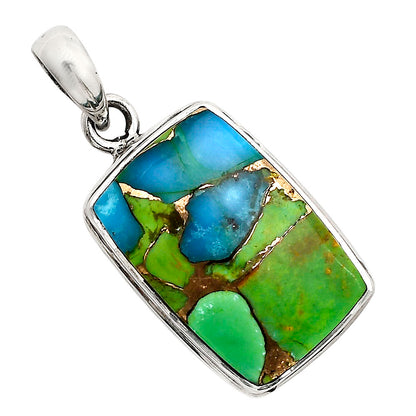 Blue Turquoise In Green Mohave Pendant P-1124 SDP158516