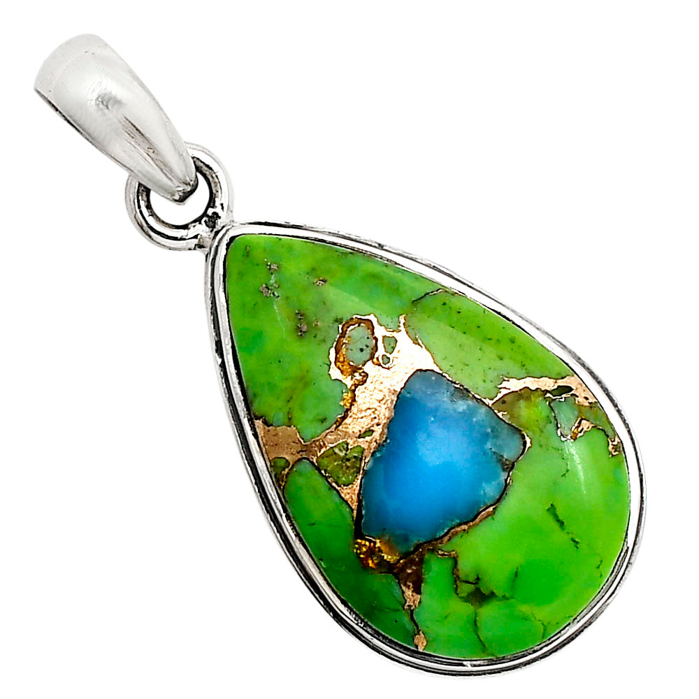 Blue Turquoise In Green Mohave Pendant P-1124 SDP158528