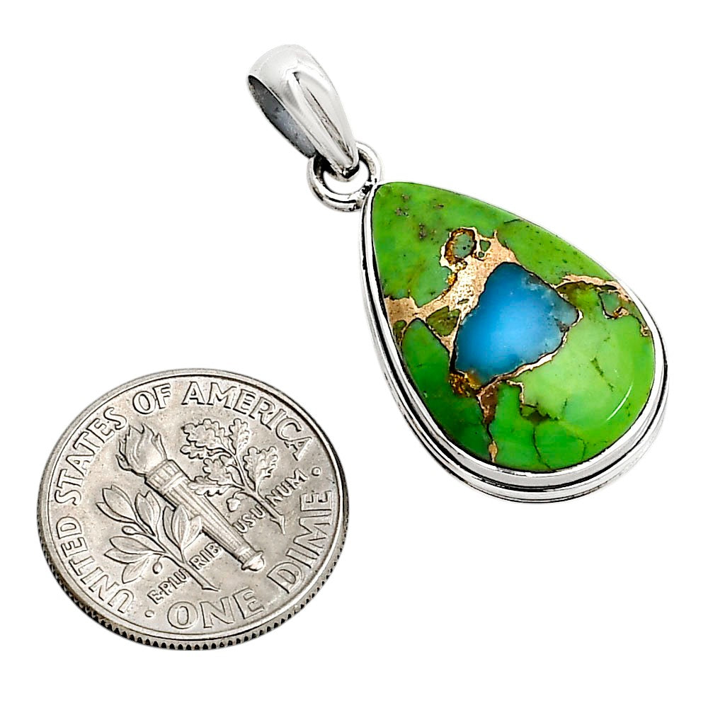 Blue Turquoise In Green Mohave Pendant P-1124 SDP158528