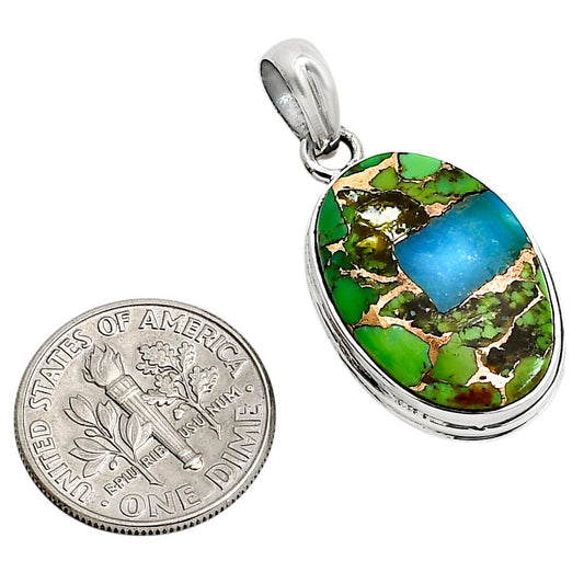 Blue Turquoise In Green Mohave Pendant P-1124 SDP158538