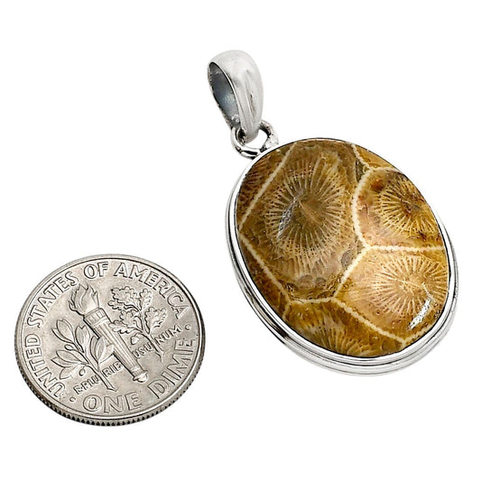 Flower Fossil Coral Pendant P-1124 SDP158546