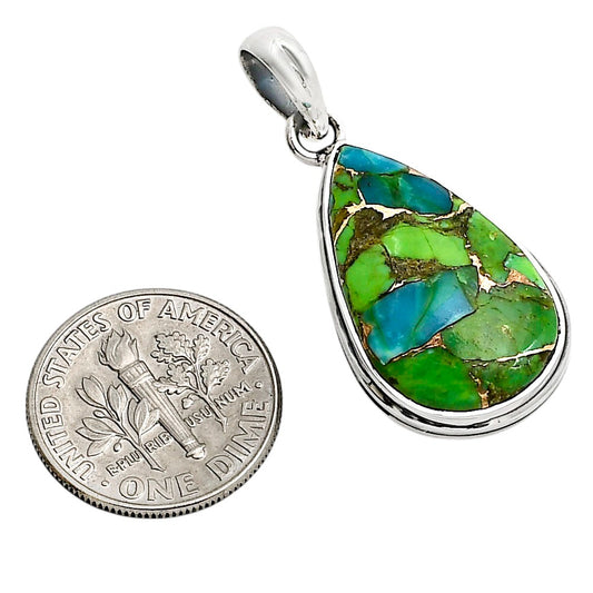 Blue Turquoise In Green Mohave Pendant P-1124 SDP158549
