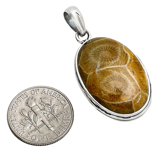 Flower Fossil Coral Pendant P-1124 SDP158550